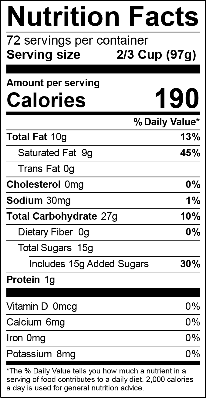Dairy Free Vanilla Nutritional Facts