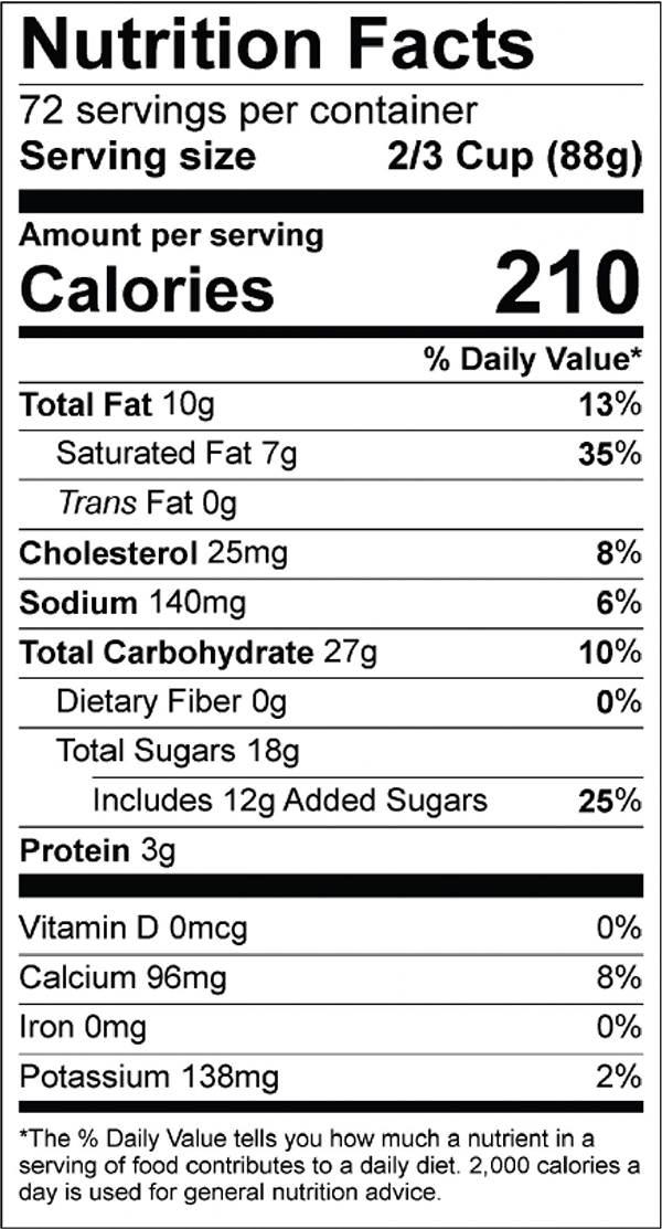 Caramel Pretzel Nutrition Label