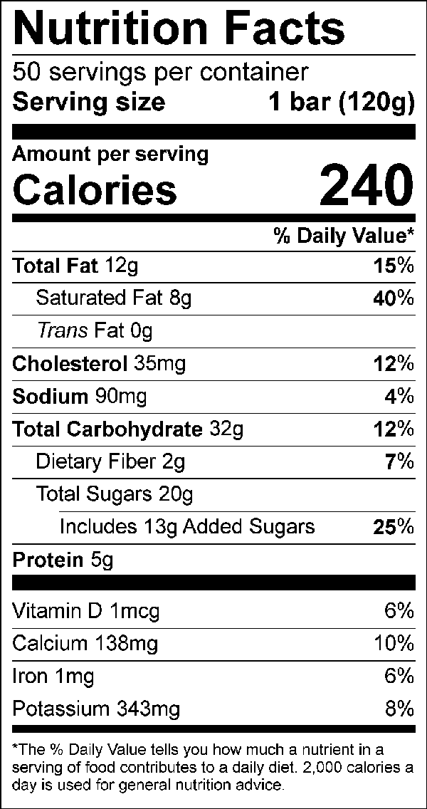Chocolate Bar Nutrition Label